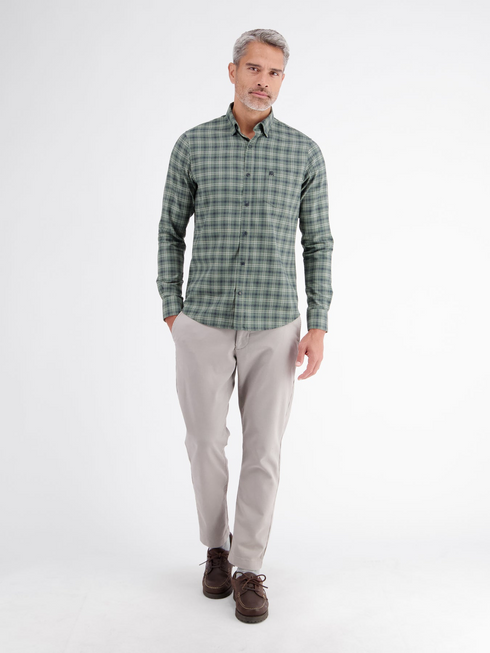 Lerros Mens Cotton Plaid Check Casual Shirt 2691476 643 - Basil Green