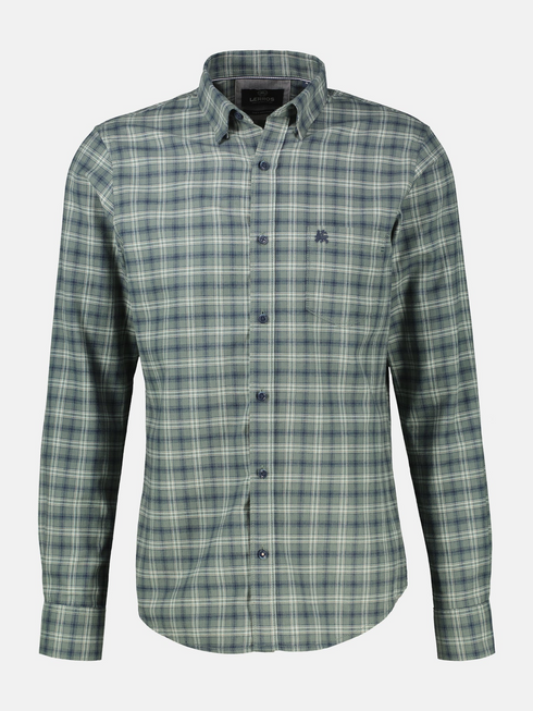 Lerros Mens Cotton Plaid Check Casual Shirt 2691476 643 - Basil Green