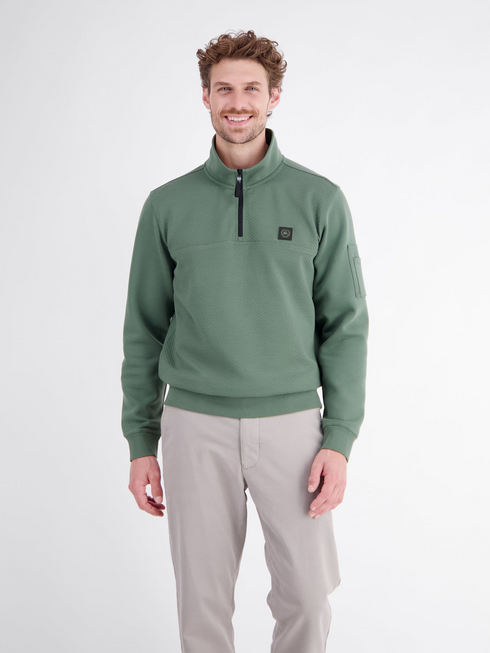 Lerros Mens 1/4 Zip Troyer Sweatshirt 2694422 643 - Basil Green