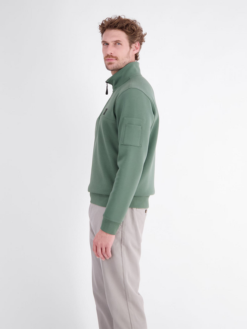 Lerros Mens 1/4 Zip Troyer Sweatshirt 2694422 643 - Basil Green