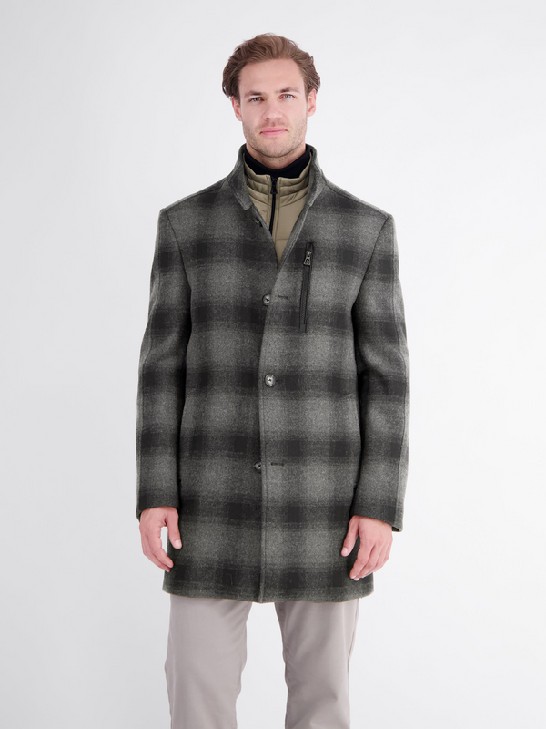Lerros Wool Blend Check Coat with Removable Vest Insert 2697278 289 - Dark Graphite