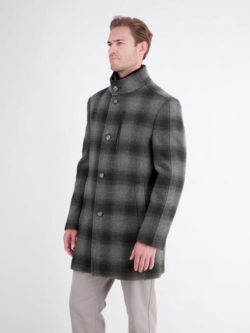 Lerros Wool Blend Check Coat with Removable Vest Insert 2697278 289 - Dark Graphite