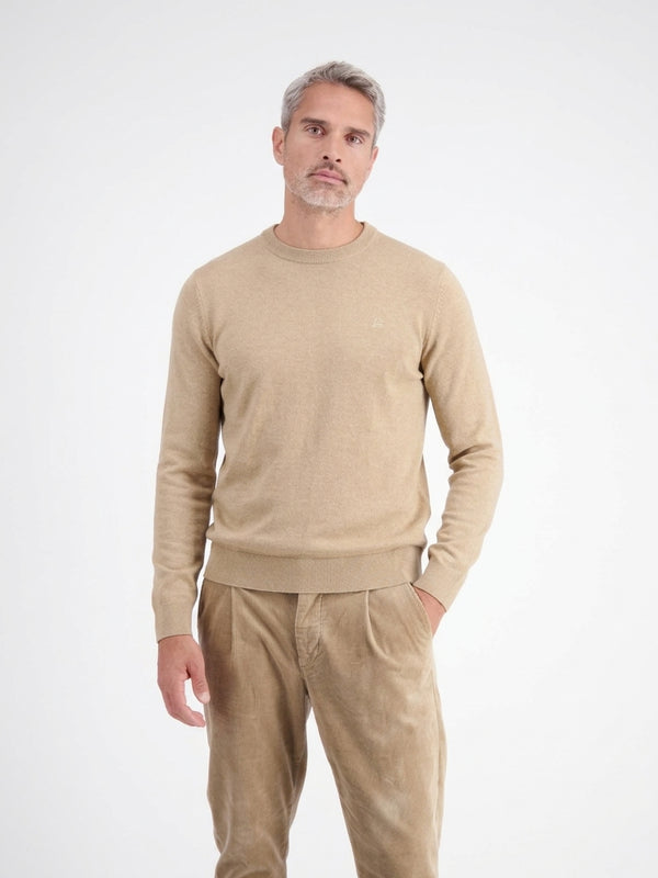 Lerros Merino Wool & Cashmere Crew Neck Jumper 26N5060 141 - Gravel Beige