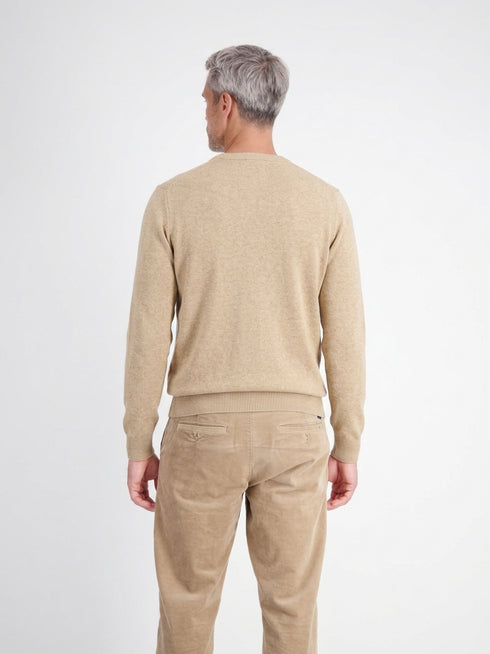 Lerros Merino Wool & Cashmere Crew Neck Jumper 26N5060 141 - Gravel Beige