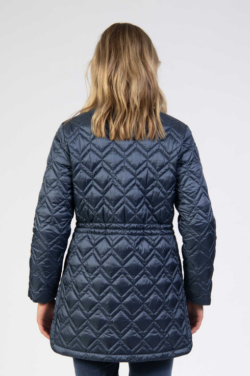 Jessica Graaf Long Diamond Quilt Padded Jacket with High Collar – 30040