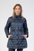 Jessica Graaf Long Diamond Quilt Padded Jacket with High Collar – 30040