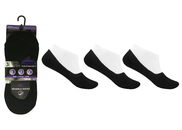 ProHike Ladies Invisible Black Trainer Socks 3 Pack 3011