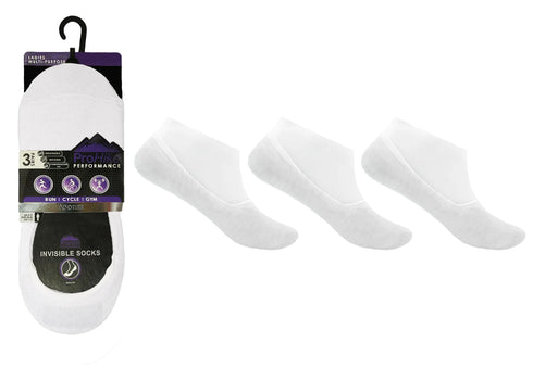 ProHike Ladies Invisible White Trainer Socks 3 Pack 3012