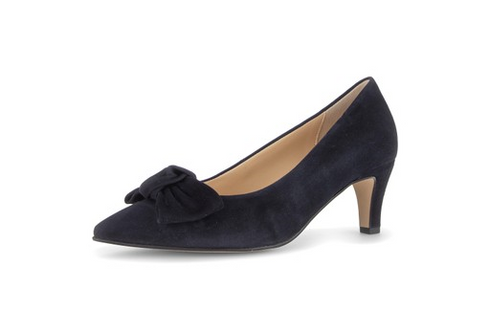 Gabor Womens Suede Bow Detail Pointed Court Shoe 3014.02.004 - Dark Blue