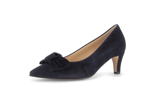 Gabor Womens Suede Bow Detail Pointed Court Shoe 3014.02.004 - Dark Blue
