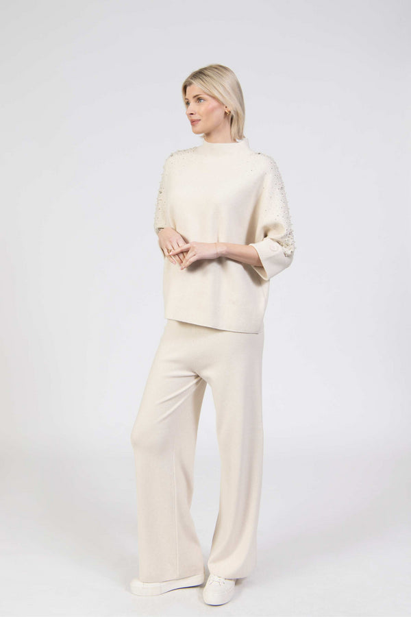 Jessica Graaf Knit Jumper with Batwing Sleeves & Gold Cuff Detail – 30268