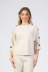 Jessica Graaf Knit with Boat Neck, Batwing Sleeve and Gold Buttons in Cream - 30271-054