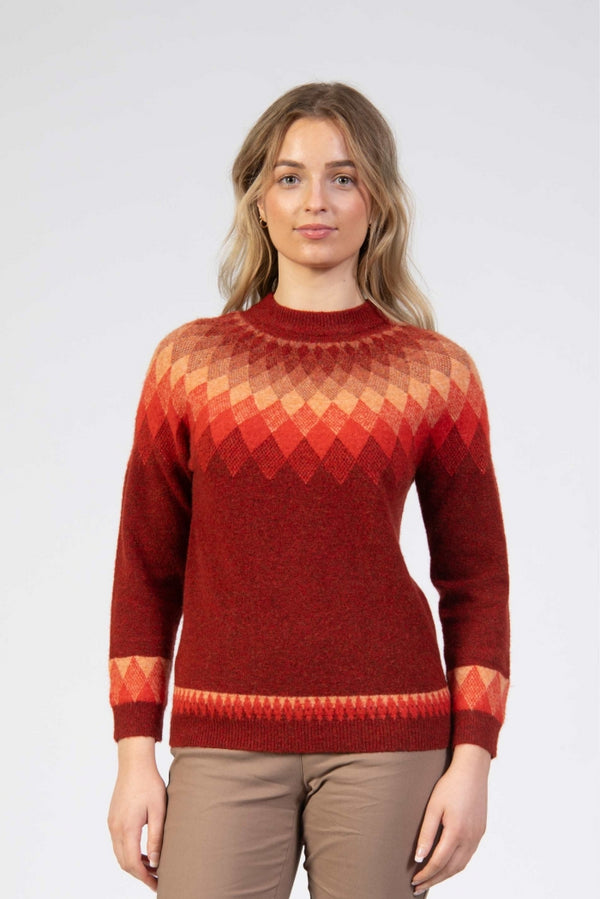 Jessica Graaf Ombre Fair Isle Sweater Relaxed Fit in Crimson 30332-041