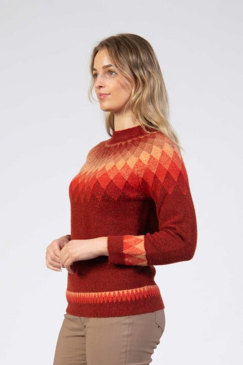 Jessica Graaf Ombre Fair Isle Sweater Relaxed Fit in Crimson 30332-041
