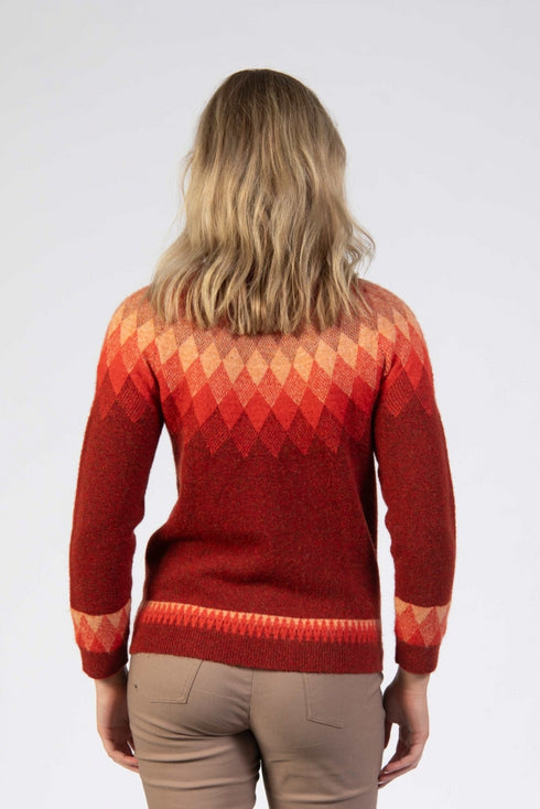 Jessica Graaf Ombre Fair Isle Sweater Relaxed Fit in Crimson 30332-041