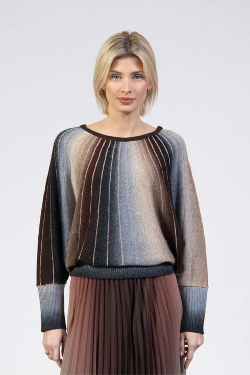 Jessica Graaf Batwing Sweater Space Dye Ombré Lurex Stripe 30368-090