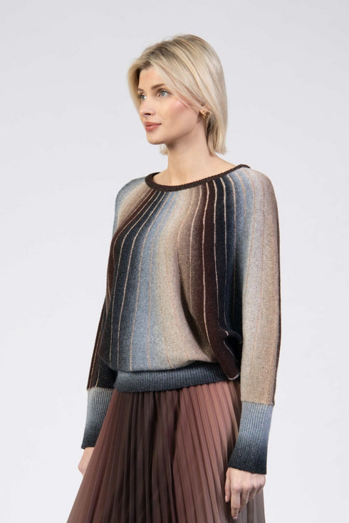 Jessica Graaf Batwing Sweater Space Dye Ombré Lurex Stripe 30368-090