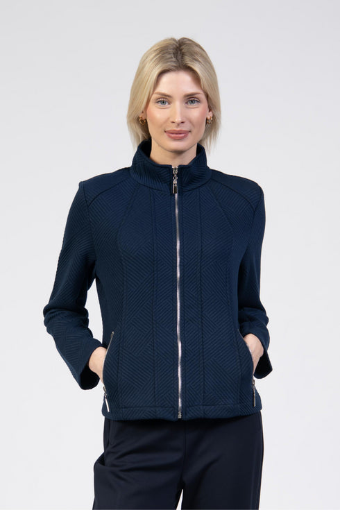 Jessica Graaf Jersey Jacket Textured Lines Full Zip 30527-003