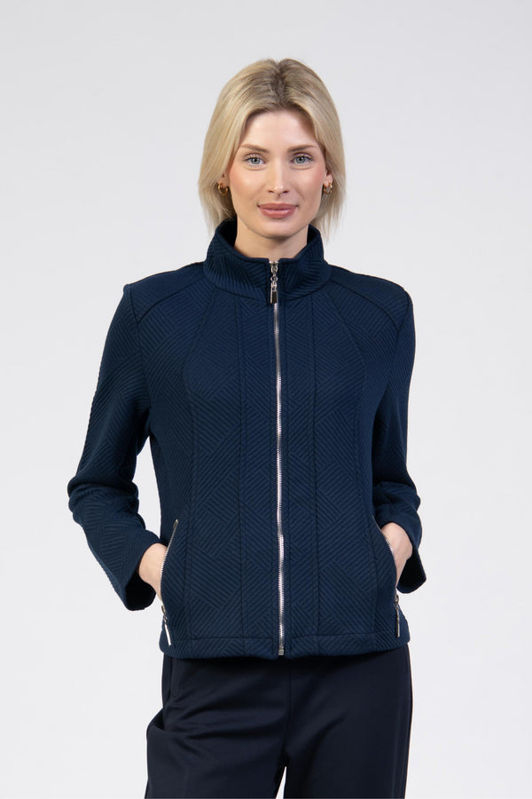 Jessica Graaf Jersey Jacket Textured Lines Full Zip 30527-003