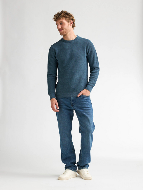 Petrol Industries Fine-Knit Cotton Crew Neck Jumper 3060-KWR225 - Storm Blue