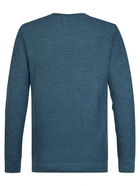 Petrol Industries Fine-Knit Cotton Crew Neck Jumper 3060-KWR225 - Storm Blue