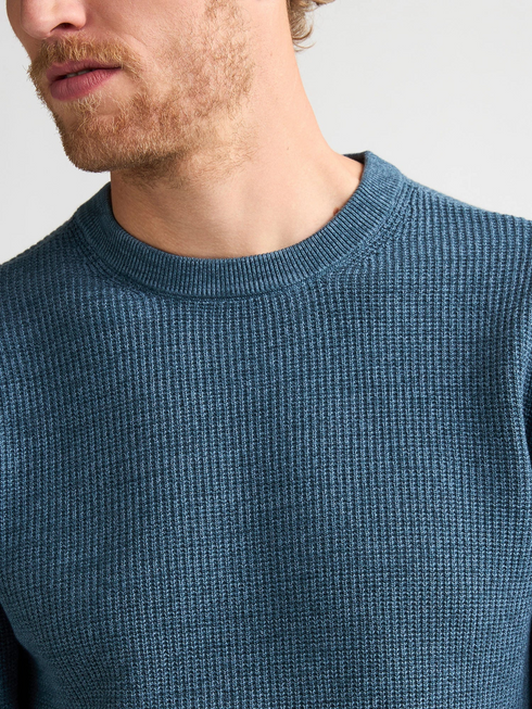 Petrol Industries Fine-Knit Cotton Crew Neck Jumper 3060-KWR225 - Storm Blue