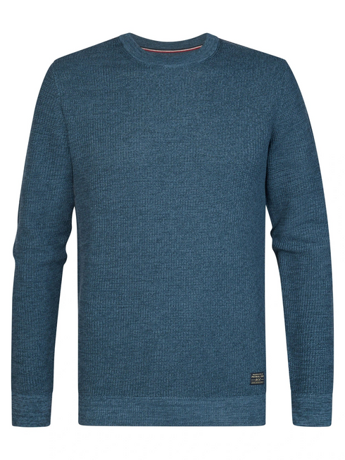 Petrol Industries Fine-Knit Cotton Crew Neck Jumper 3060-KWR225 - Storm Blue