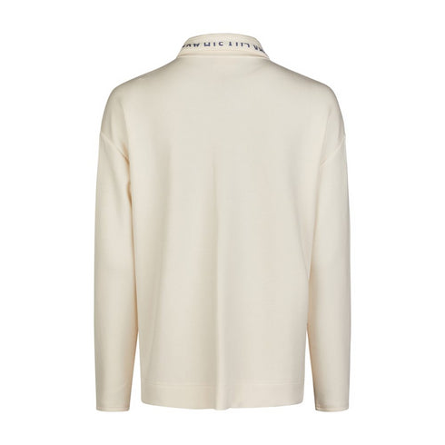 Barbara Lebek Zip Up Sweatshirt With Contrast Stitch Pocket Beige 76240052