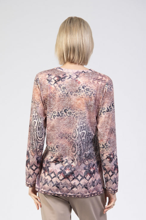 Jessica Graaf Long-Sleeve Printed Top Diagonal Animal Print 30657-070