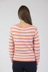 Jessica Graaf Textured Stripe Round Neck Sweater Orange Pink White 31163-044