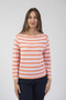 Jessica Graaf Textured Stripe Round Neck Sweater Orange Pink White 31163-044