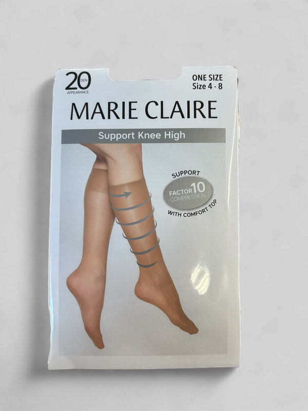 Marie Claire Black 10 Factor Sheer Support Compression Knee Highs MC3123