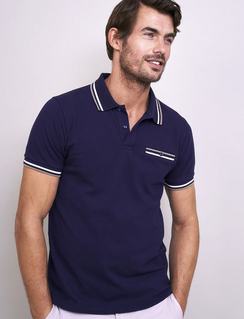 Vedoneire Men's Colour Tip Pique Polo 3132