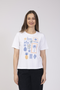 Jessica Graaf Holiday Print T-Shirt White With Blue and Orange Details 31333-001