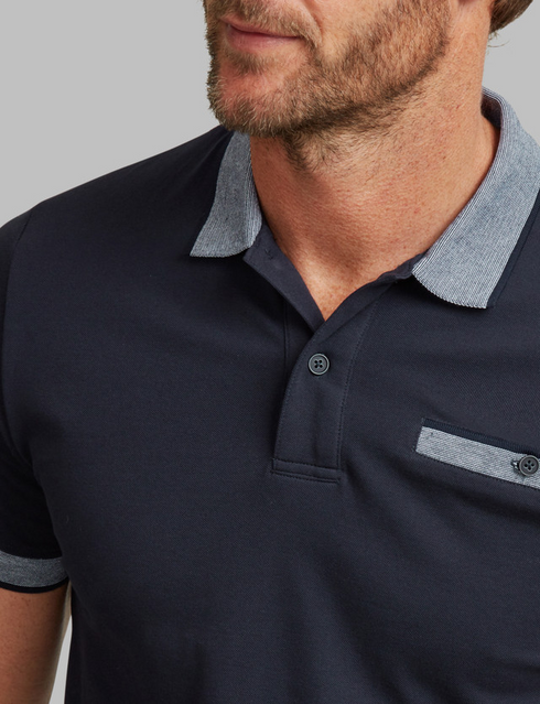 Vedoneire Men's Pique Polo with Contrast Jacquard Rib 3136