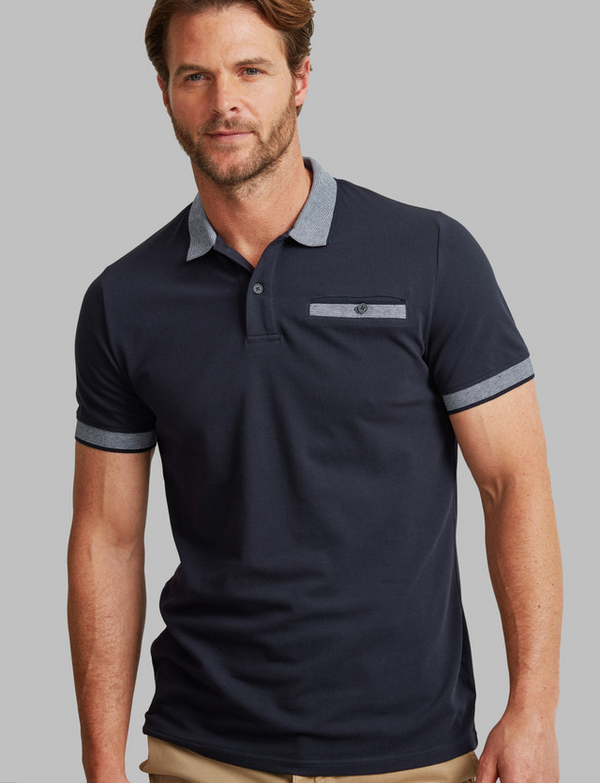 Vedoneire Men's Pique Polo with Contrast Jacquard Rib 3136