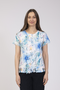 Jessica Graaf Printed Round Neck Top with Lace Detail White Multi 31372-021