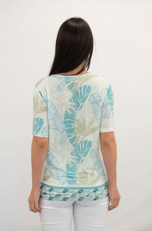 Jessica Graaf Printed Round Neck T-Shirt Pastel Green Short Sleeve 31390-031