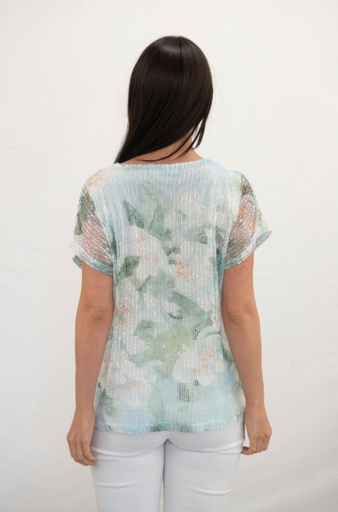 Jessica Graaf Layered Lace Floral T-Shirt Mint Short Sleeve 31441-031