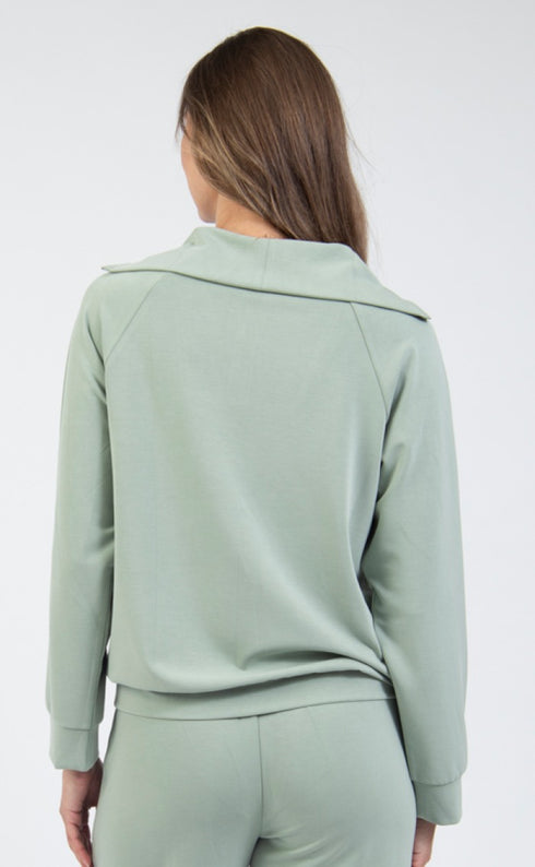 Jessica Graaf Womens Mint Green Half-Zip Top with Front Pockets 31521-031