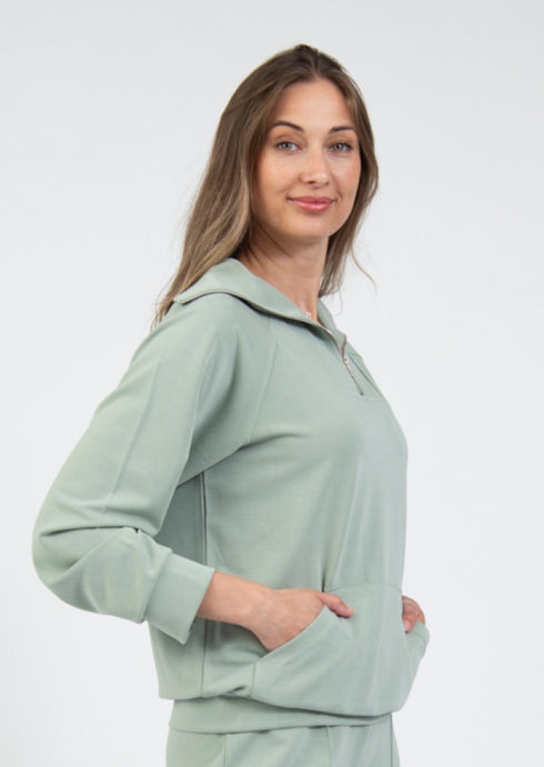 Jessica Graaf Womens Mint Green Half-Zip Top with Front Pockets 31521-031
