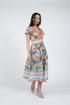 Jessica Graaf Summer Printed V-Neck Dress Orange & Blue Multi 31621-043