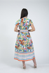 Jessica Graaf Summer Printed V-Neck Dress Orange & Blue Multi 31621-043