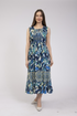 Jessica Graaf Womens Blue Printed Sleeveless Summer Dress with Neckline Tie 31640-020