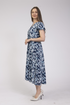 Jessica Graaf Womens Printed Button-Up V-Neck Dress with Waist Tie 31641-033