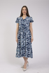 Jessica Graaf Womens Printed Button-Up V-Neck Dress with Waist Tie 31641-033