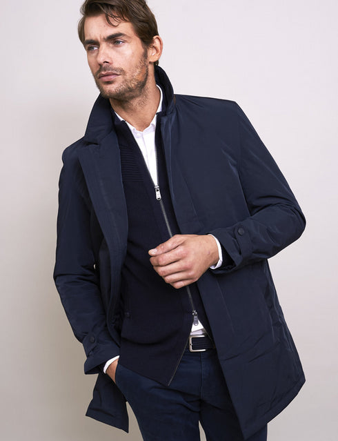 Vedoneire Mens Diamond Quilted Padded Mac Coat Navy 3164