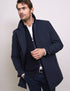 Vedoneire Mens Diamond Quilted Padded Mac Coat Navy 3164