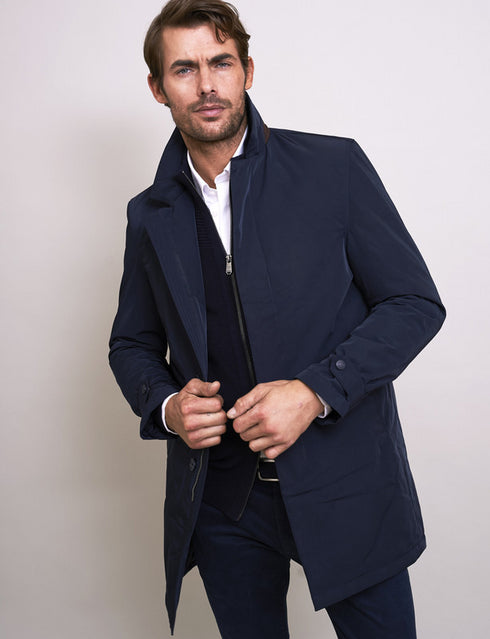 Vedoneire Mens Diamond Quilted Padded Mac Coat Navy 3164