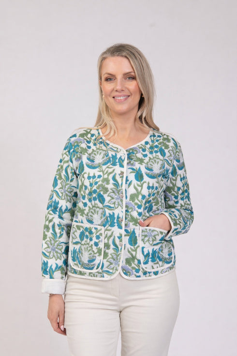 Jessica Graaf Womens Lightweight Quilted Floral Jacket with Front Pockets 31660-020
